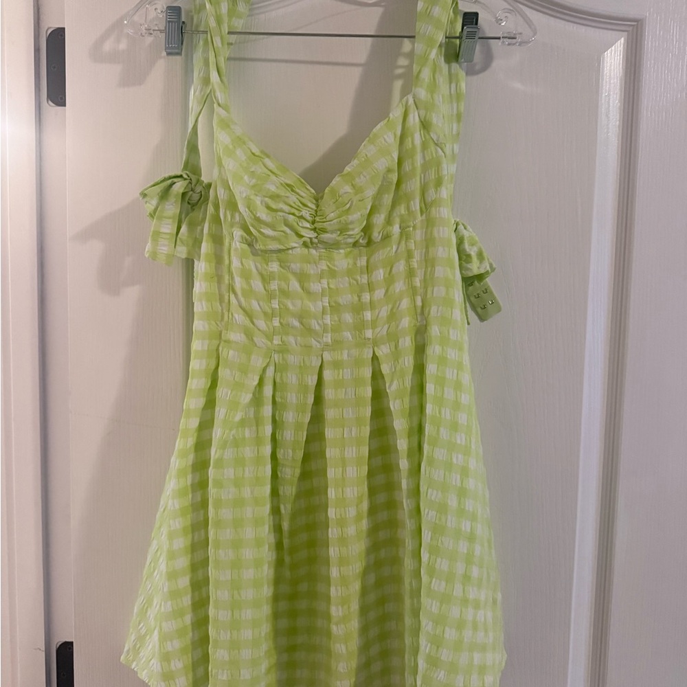 For Love And Lemons Lime Checkered Dress